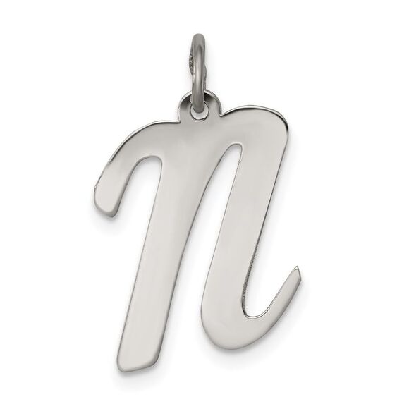 Sterling Silver Madison Collection LG Classic Script Initial N Pendant - Picture 1 of 5